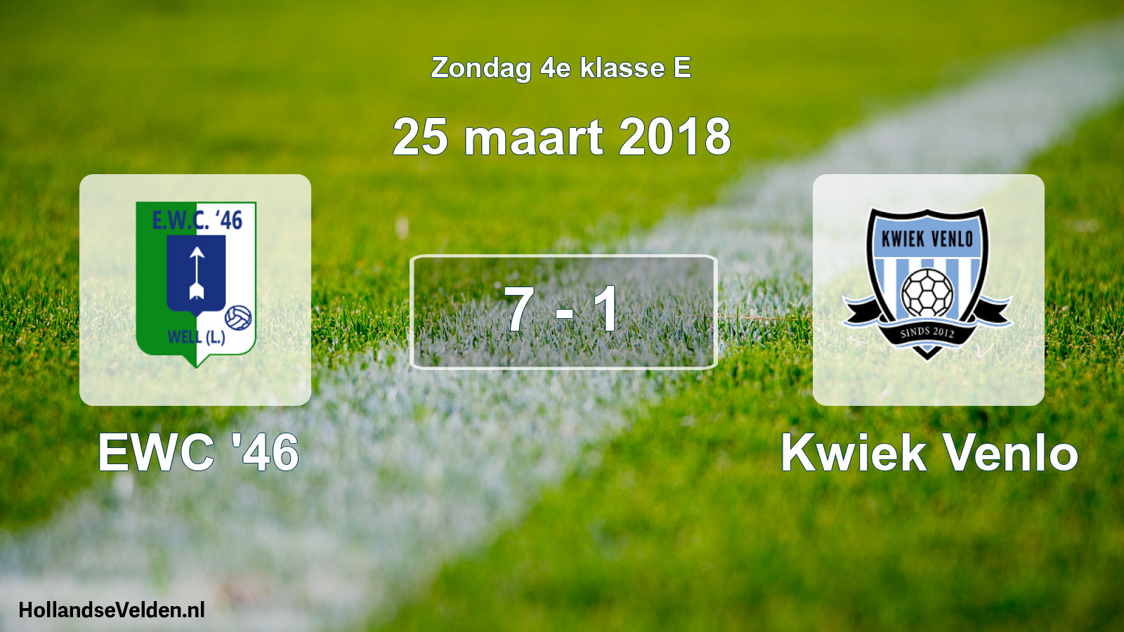 Total number of matches played: EWC '46 - Kwiek Venlo 7 - 1 (25 March 2018)