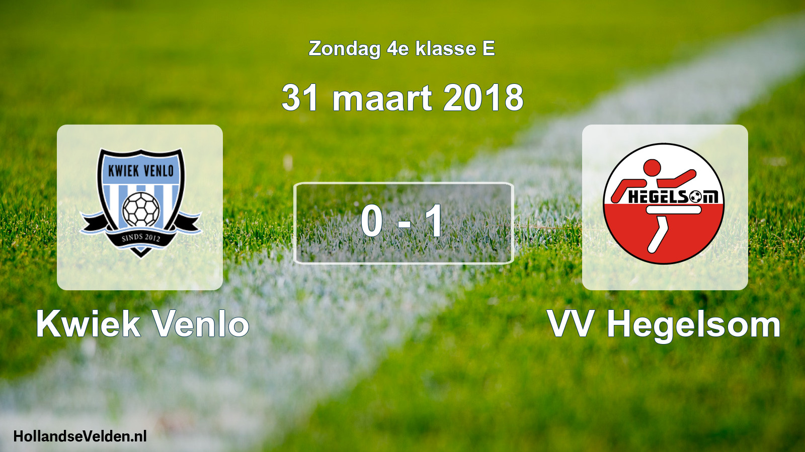 Total number of matches played: Kwiek Venlo - VV Hegelsom 0 - 1 (31 March 2018)