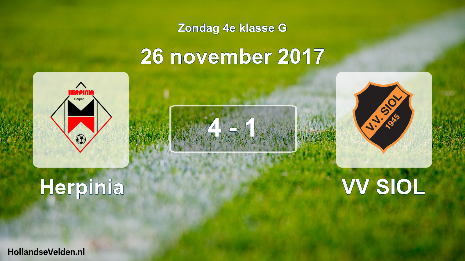 Total number of matches played: Herpinia - VV SIOL 4 - 1 (26 November 2017)