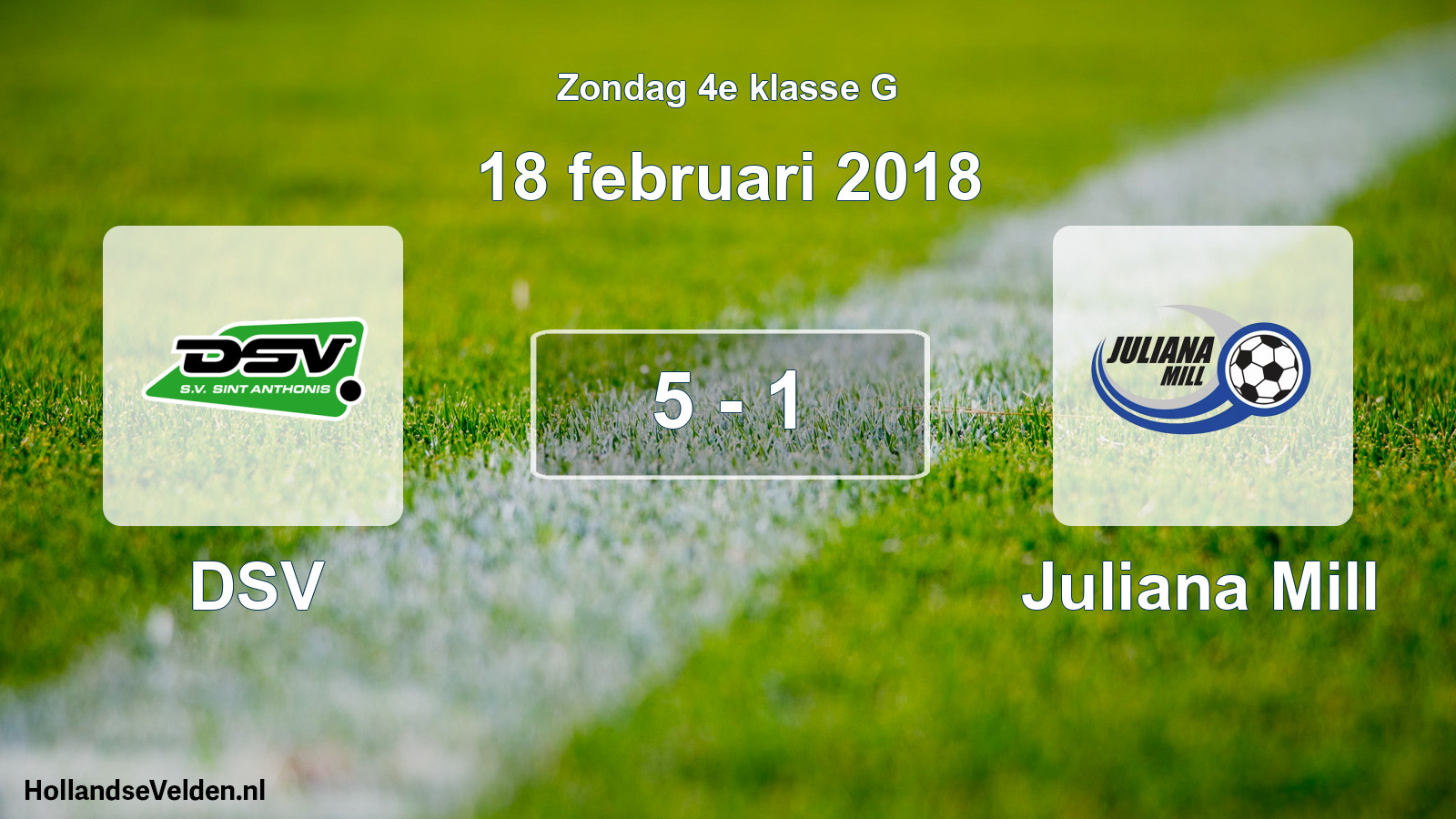 Total number of matches played: DSV - Juliana Mill 5 - 1 (18 February 2018)