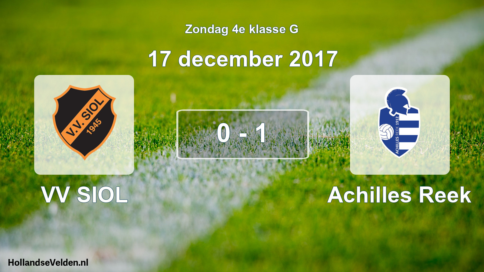 Total number of matches played: VV SIOL - Achilles Reek 0 - 1 (17 December 2017)