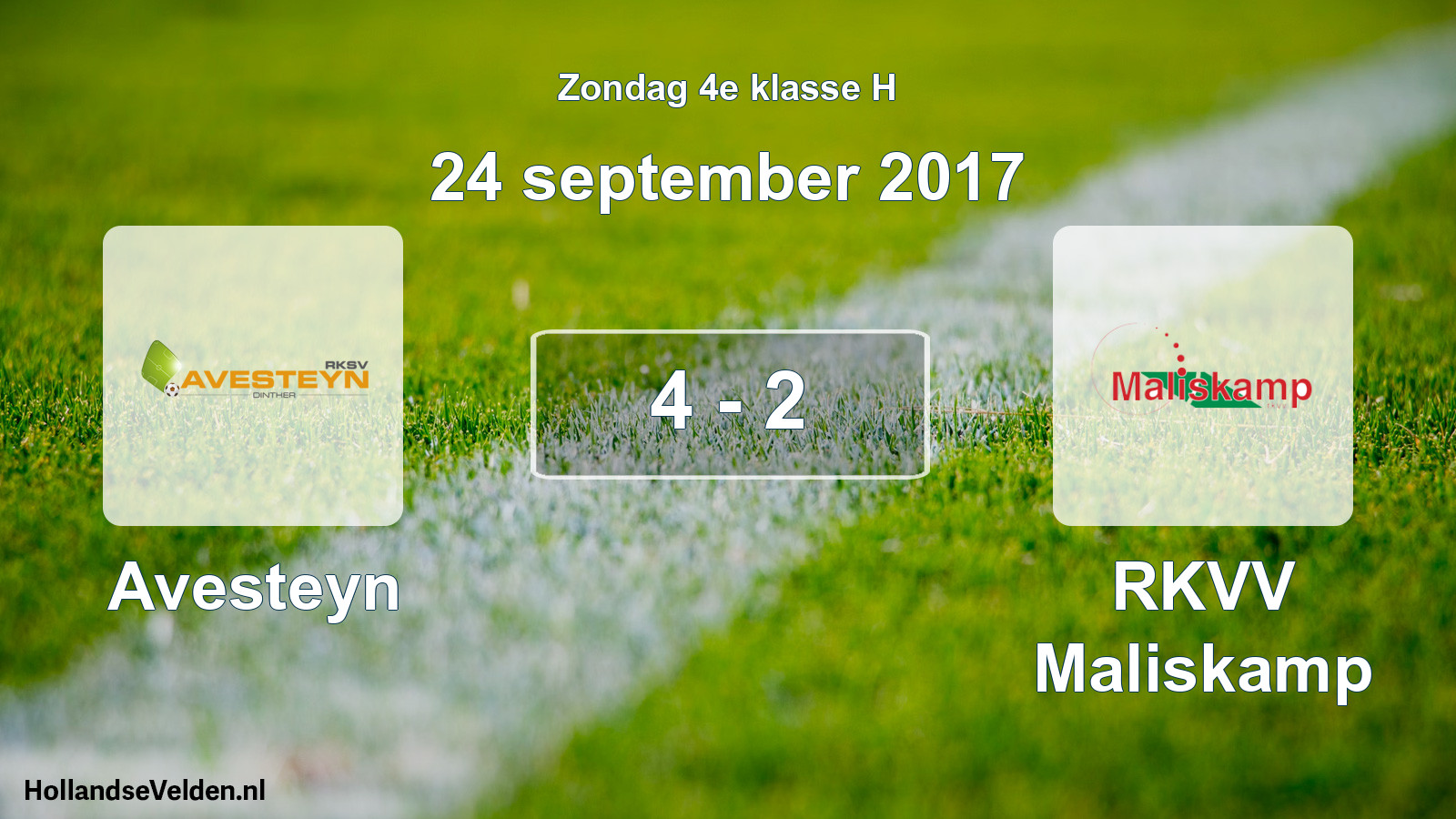 Total number of matches played: Avesteyn - RKVV Maliskamp 4 - 2 (24 September 2017)