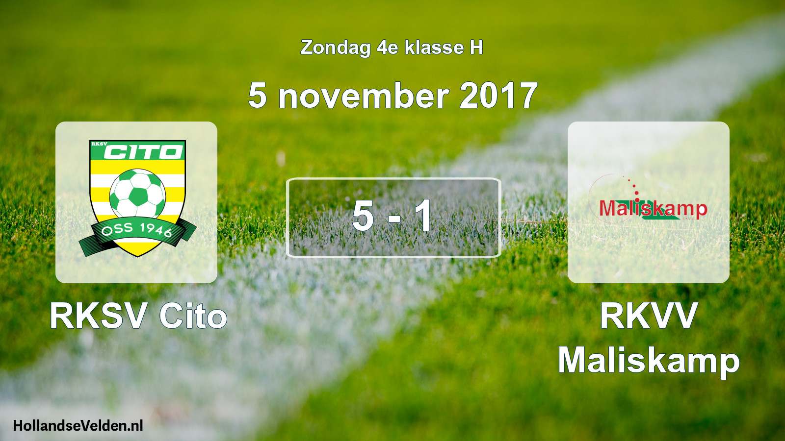 Total number of matches played: RKSV Cito - RKVV Maliskamp 5 - 1 (5 November 2017)