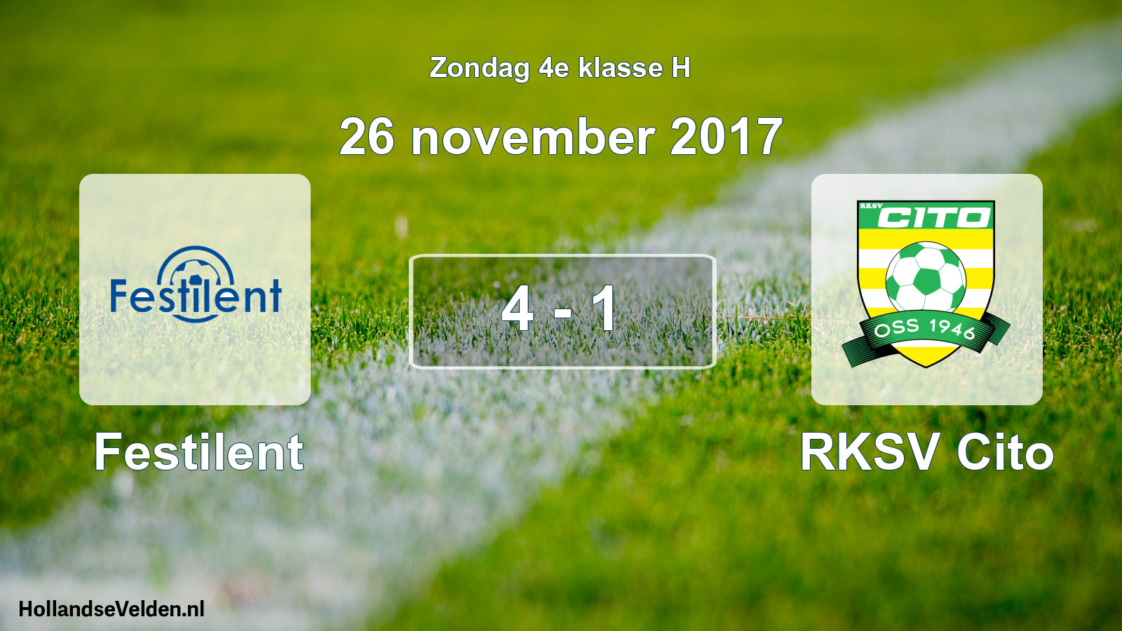 Total number of matches played: Festilent - RKSV Cito 4 - 1 (26 November 2017)