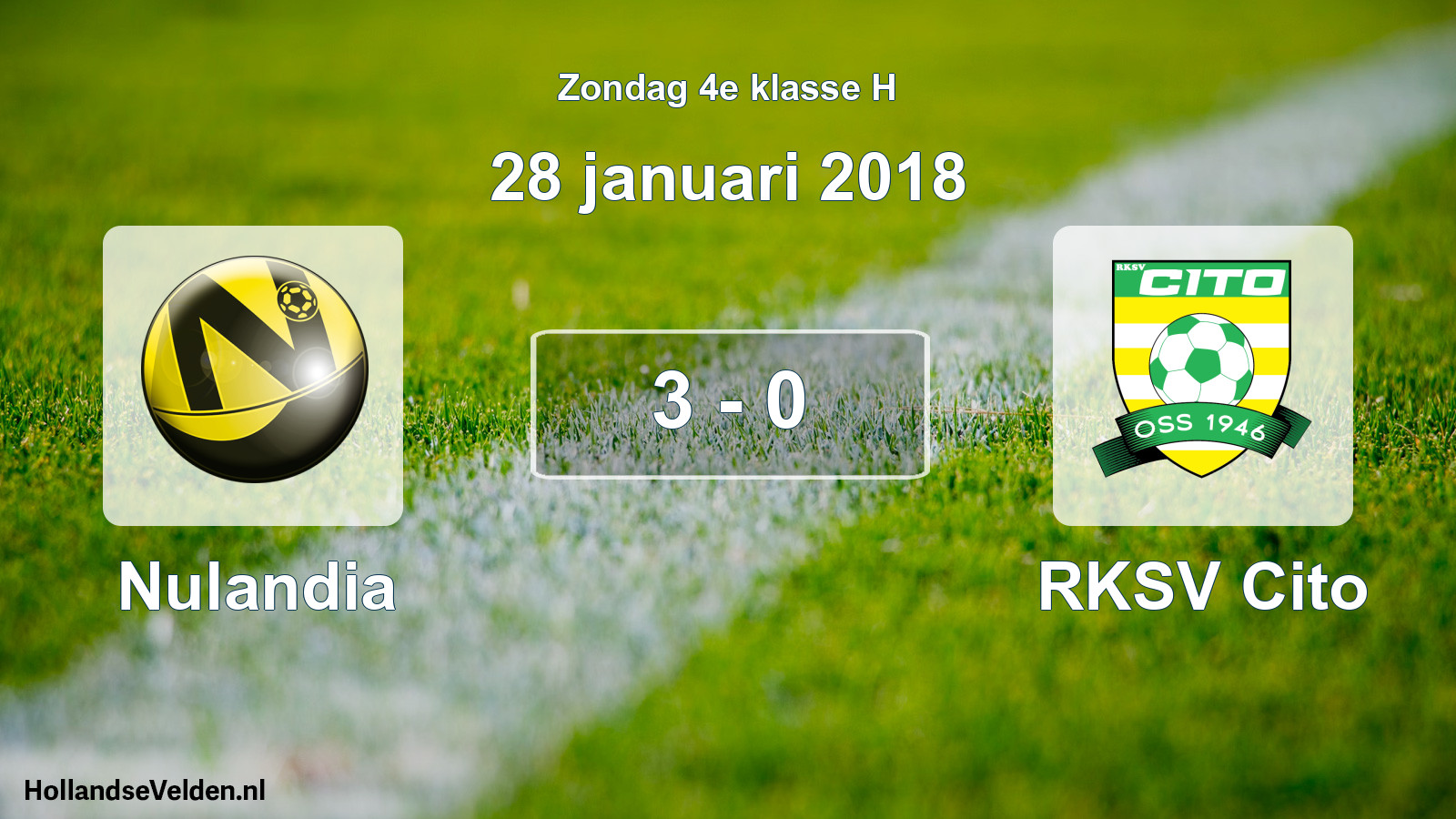 Total number of matches played: Nulandia - RKSV Cito 3 - 0 (28 January 2018)