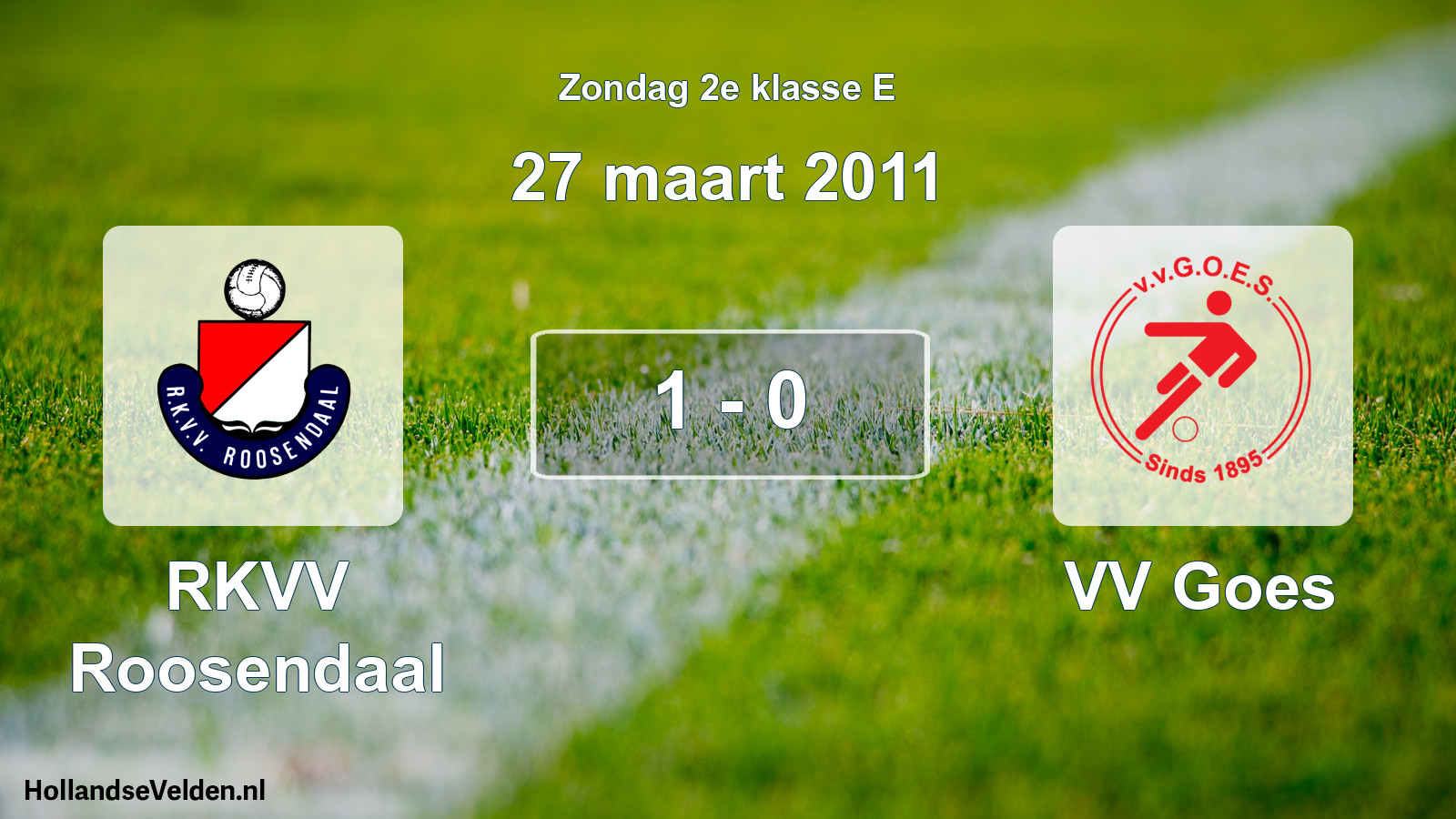 Total number of matches played: RKVV Roosendaal - VV Goes 1 - 0 (27 March 2011)