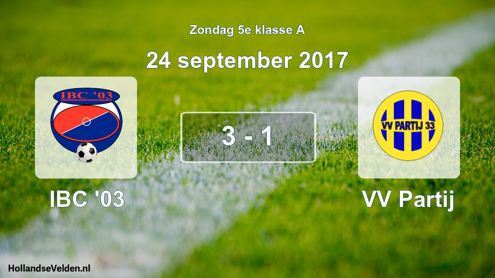 Total number of matches played: IBC '03 - VV Partij 3 - 1 (24 September 2017)