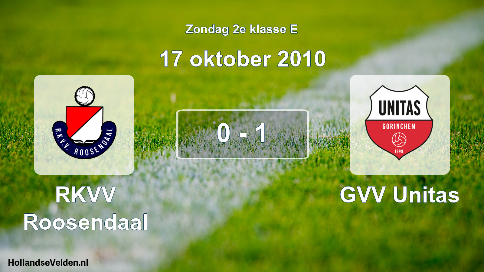 Total number of matches played: RKVV Roosendaal - GVV Unitas 0 - 1 (17 October 2010)