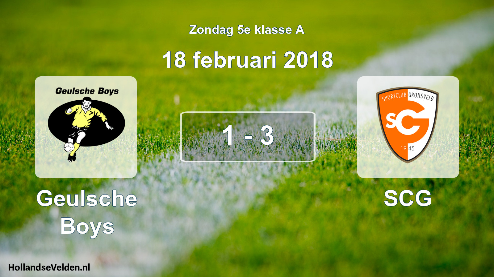 Total number of matches played: Geulsche Boys - SCG 1 - 3 (18 February 2018)