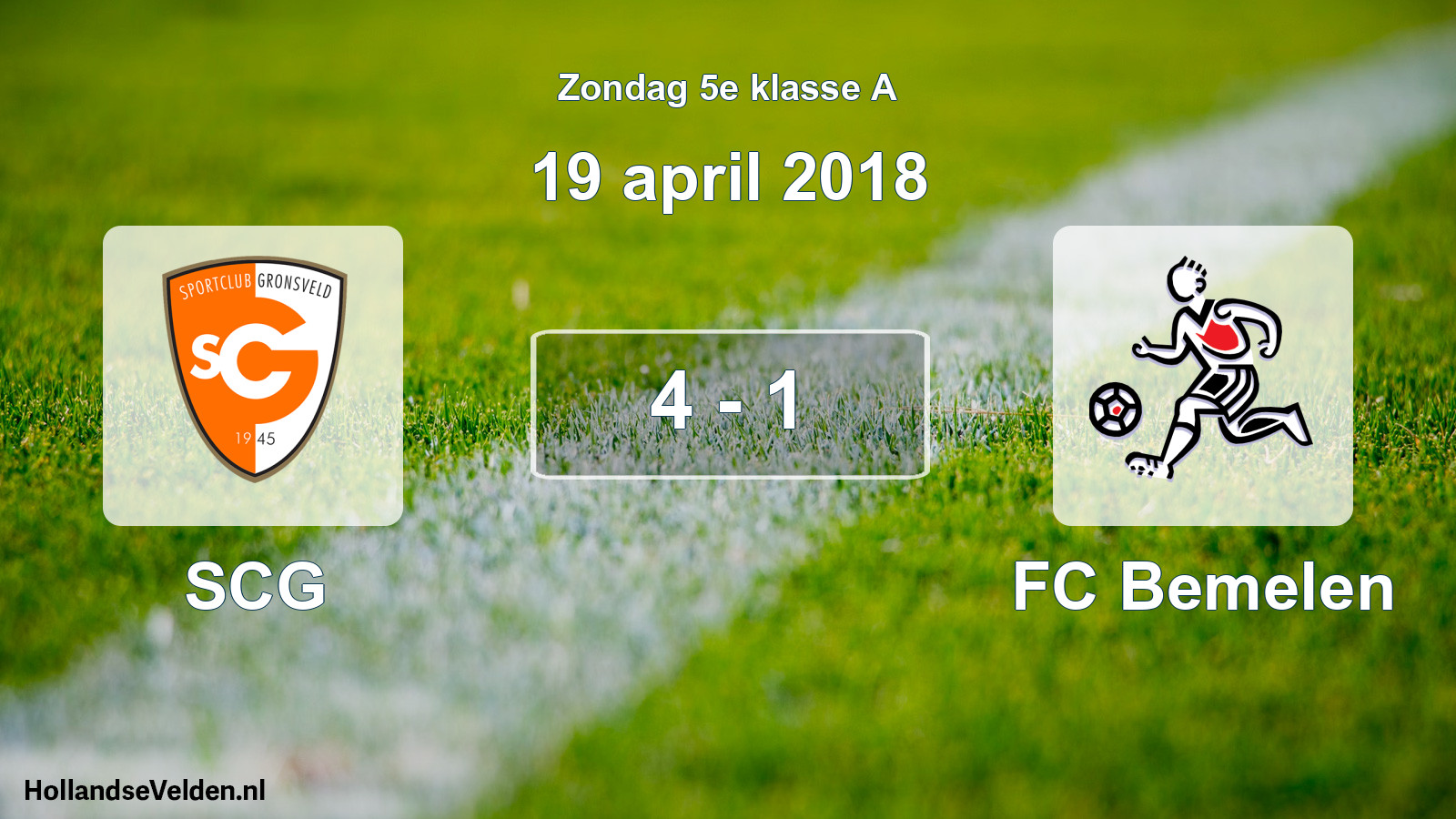 Total number of matches played: SCG - FC Bemelen 4 - 1 (19 April 2018)