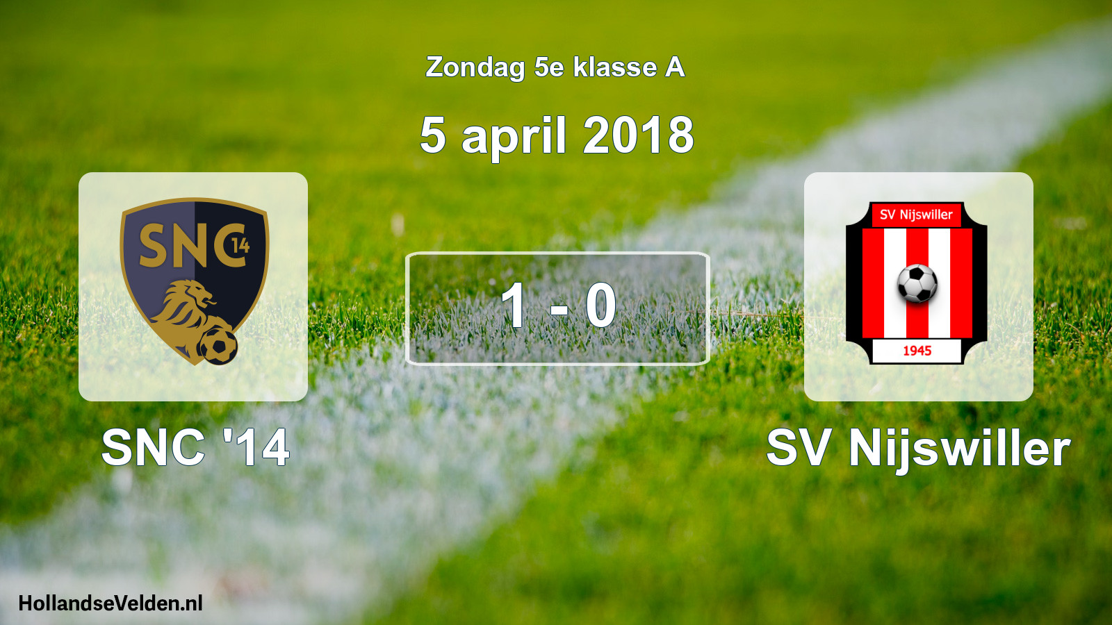 Total number of matches played: SNC '14 - SV Nijswiller 1 - 0 (5 April 2018)