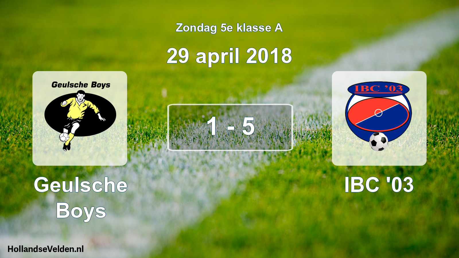 Total number of matches played: Geulsche Boys - IBC '03 1 - 5 (29 April 2018)