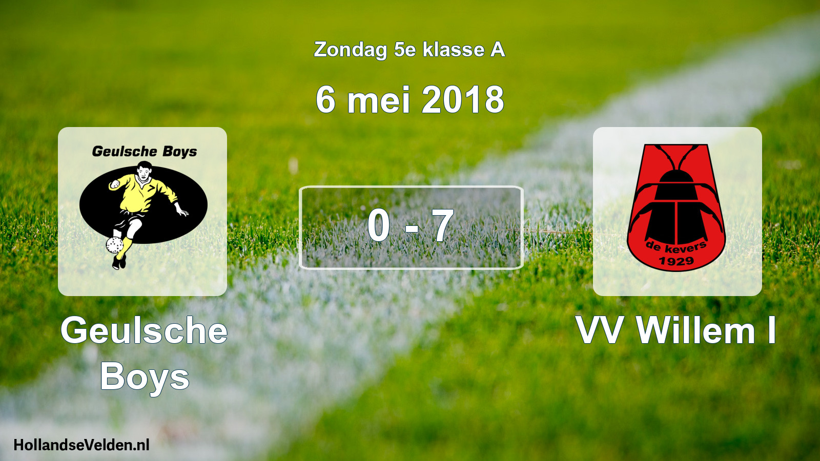 Total number of matches played: Geulsche Boys - VV Willem I 0 - 7 (6 May 2018)