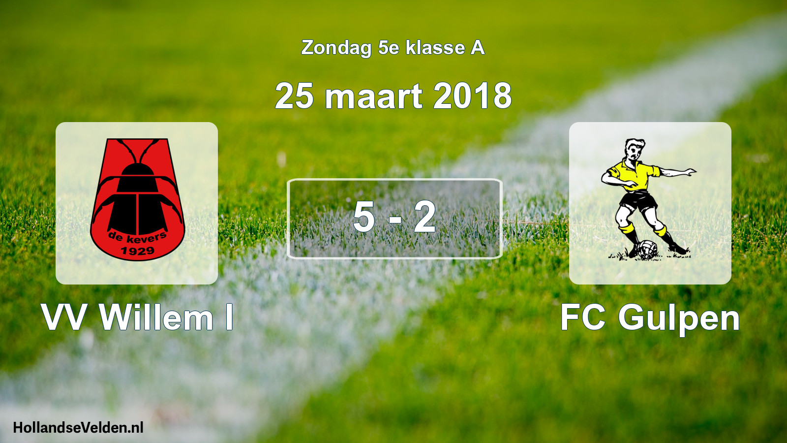 Total number of matches played: VV Willem I - FC Gulpen 5 - 2 (25 March 2018)