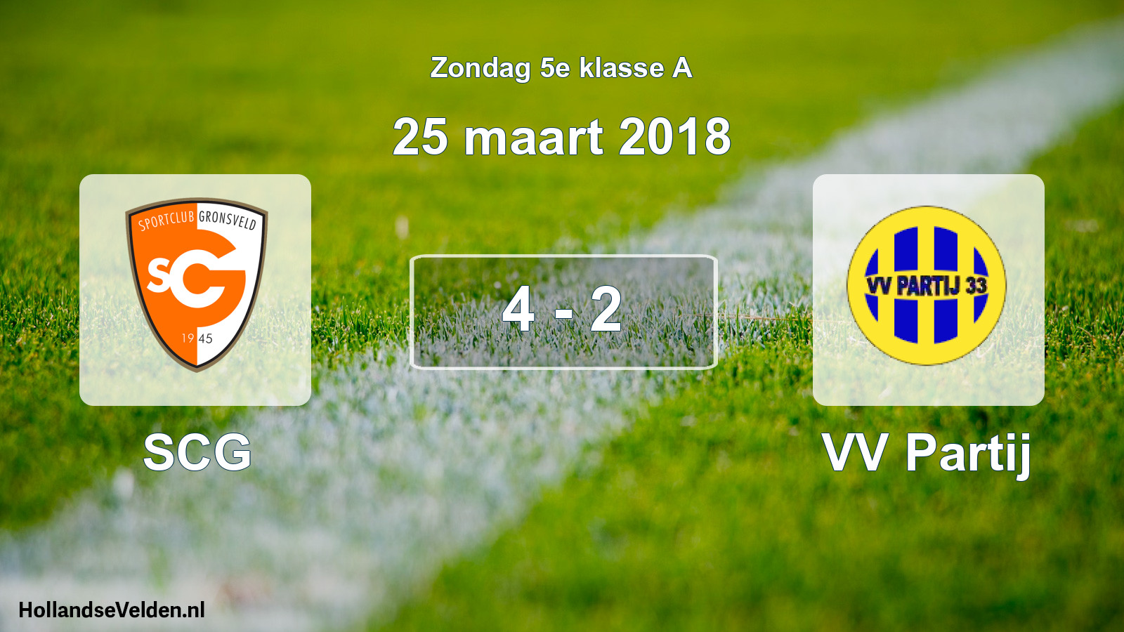 Total number of matches played: SCG - VV Partij 4 - 2 (25 March 2018)