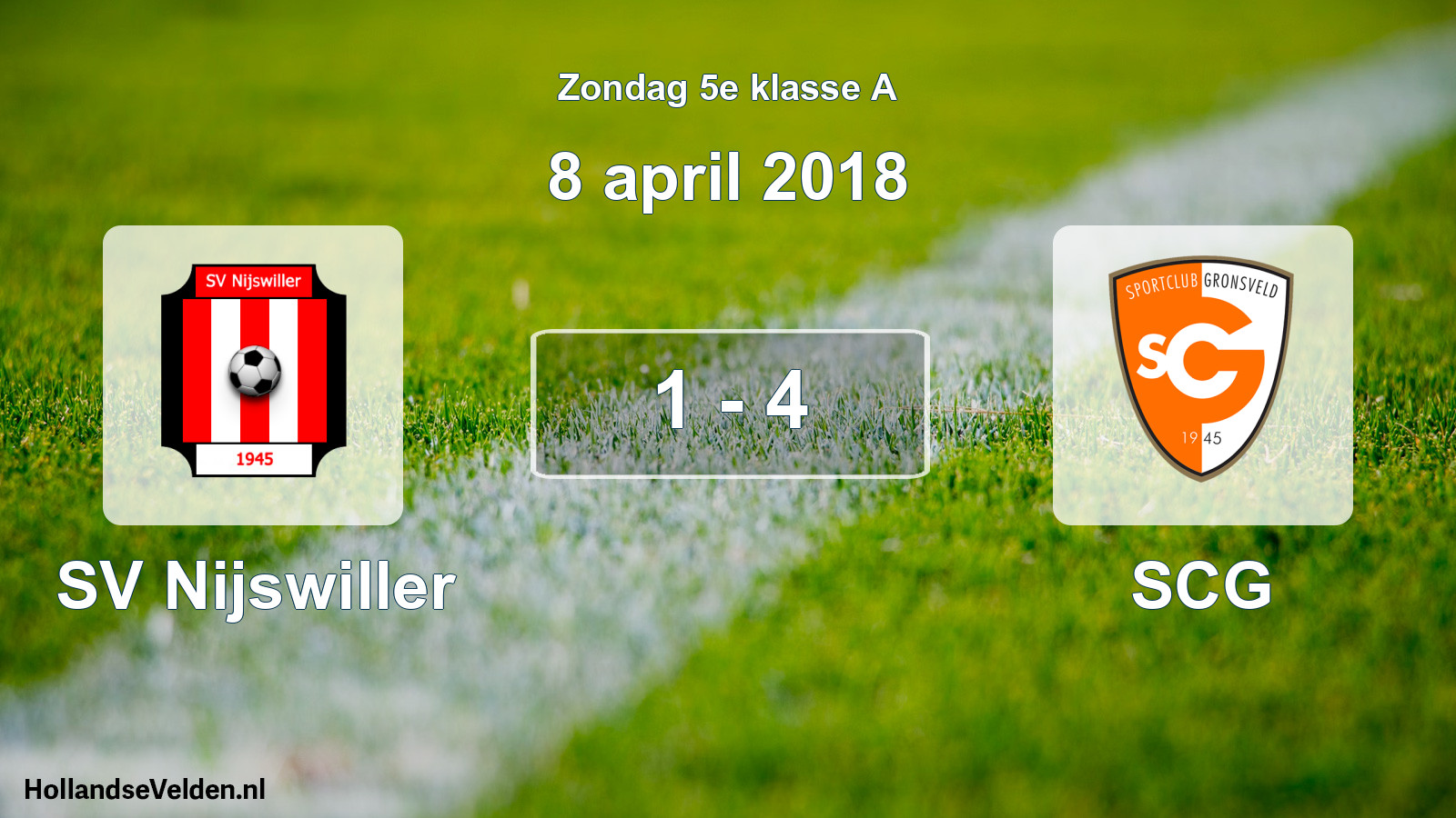Total number of matches played: SV Nijswiller - SCG 1 - 4 (8 April 2018)
