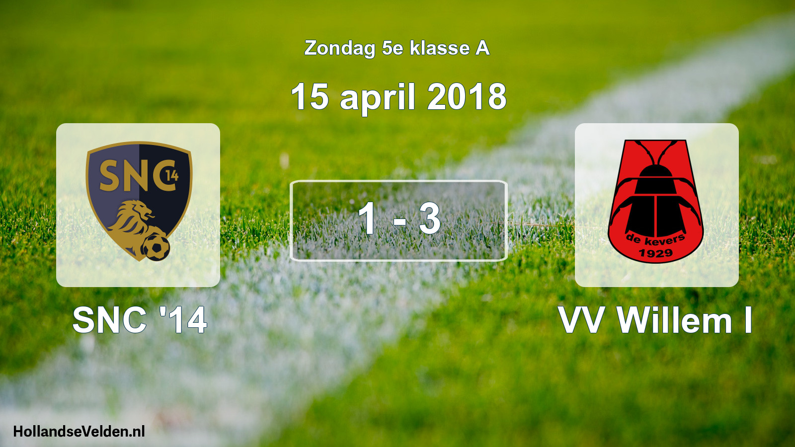 Total number of matches played: SNC '14 - VV Willem I 1 - 3 (15 April 2018)