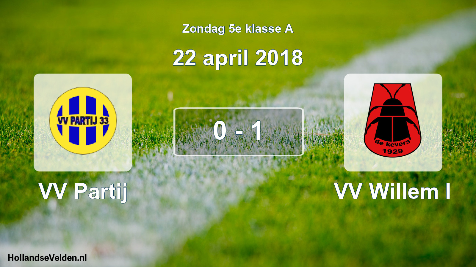 Total number of matches played: VV Partij - VV Willem I 0 - 1 (22 April 2018)