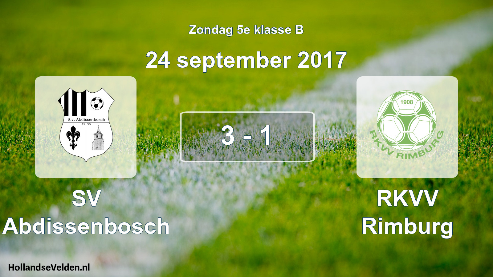 Total number of matches played: SV Abdissenbosch - RKVV Rimburg 3 - 1 (24 September 2017)