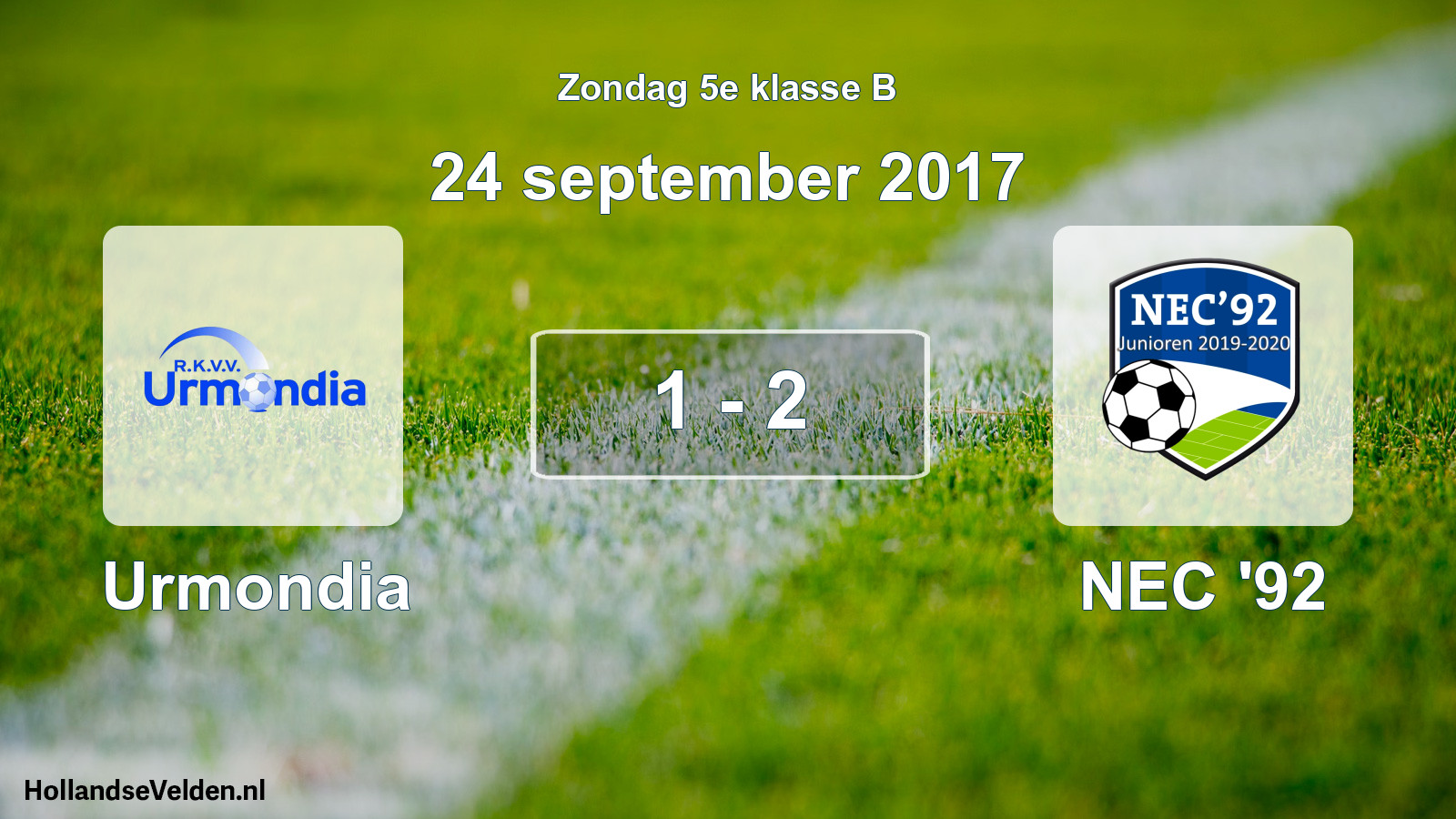 Total number of matches played: Urmondia - NEC '92 1 - 2 (24 September 2017)
