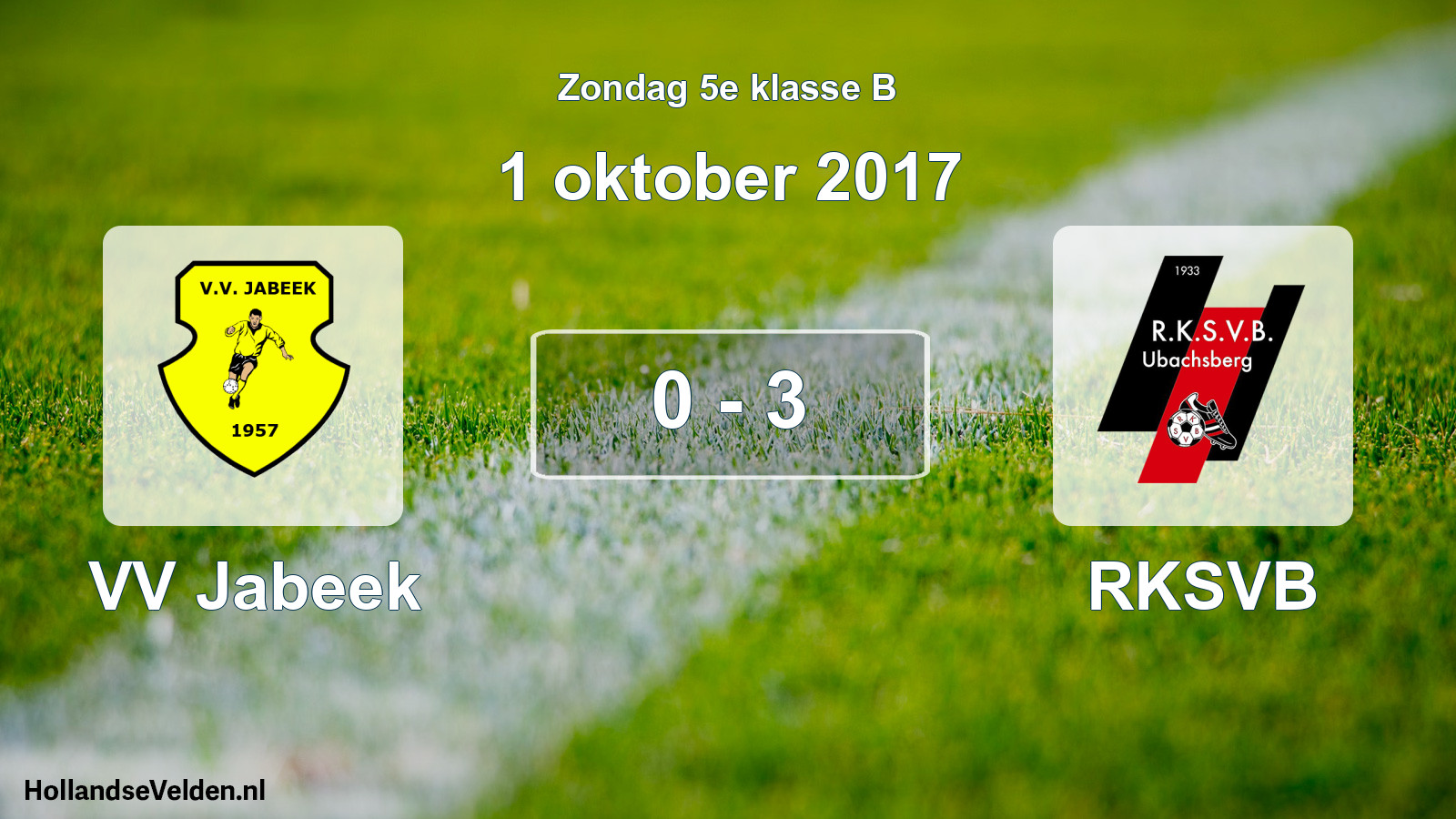 Total number of matches played: VV Jabeek - RKSVB 0 - 3 (1 October 2017)
