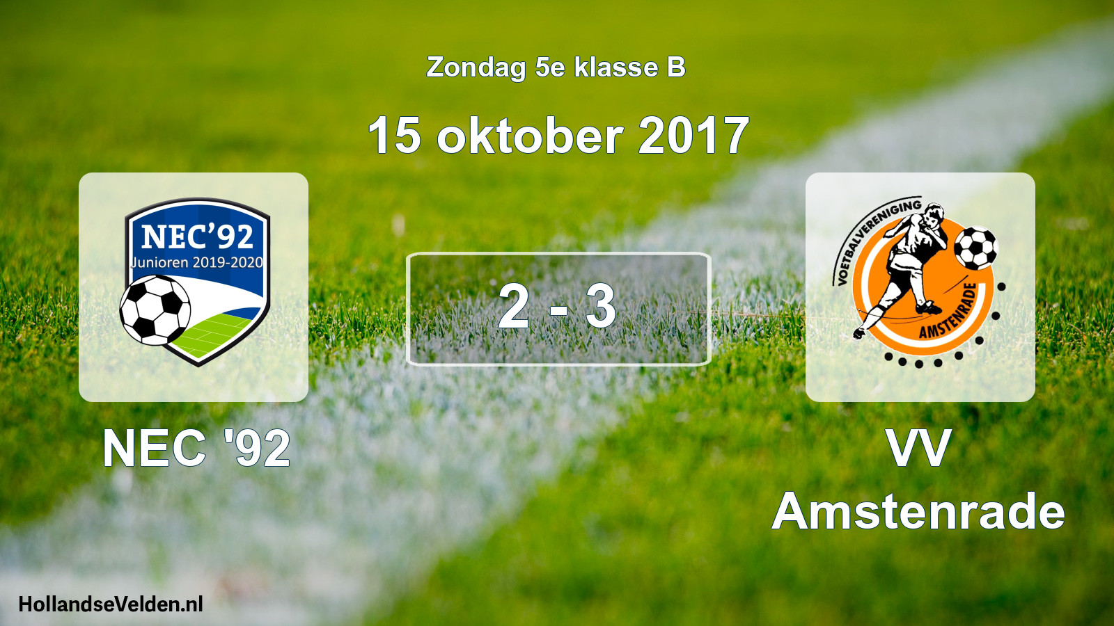 Total number of matches played: NEC '92 - VV Amstenrade 2 - 3 (15 October 2017)