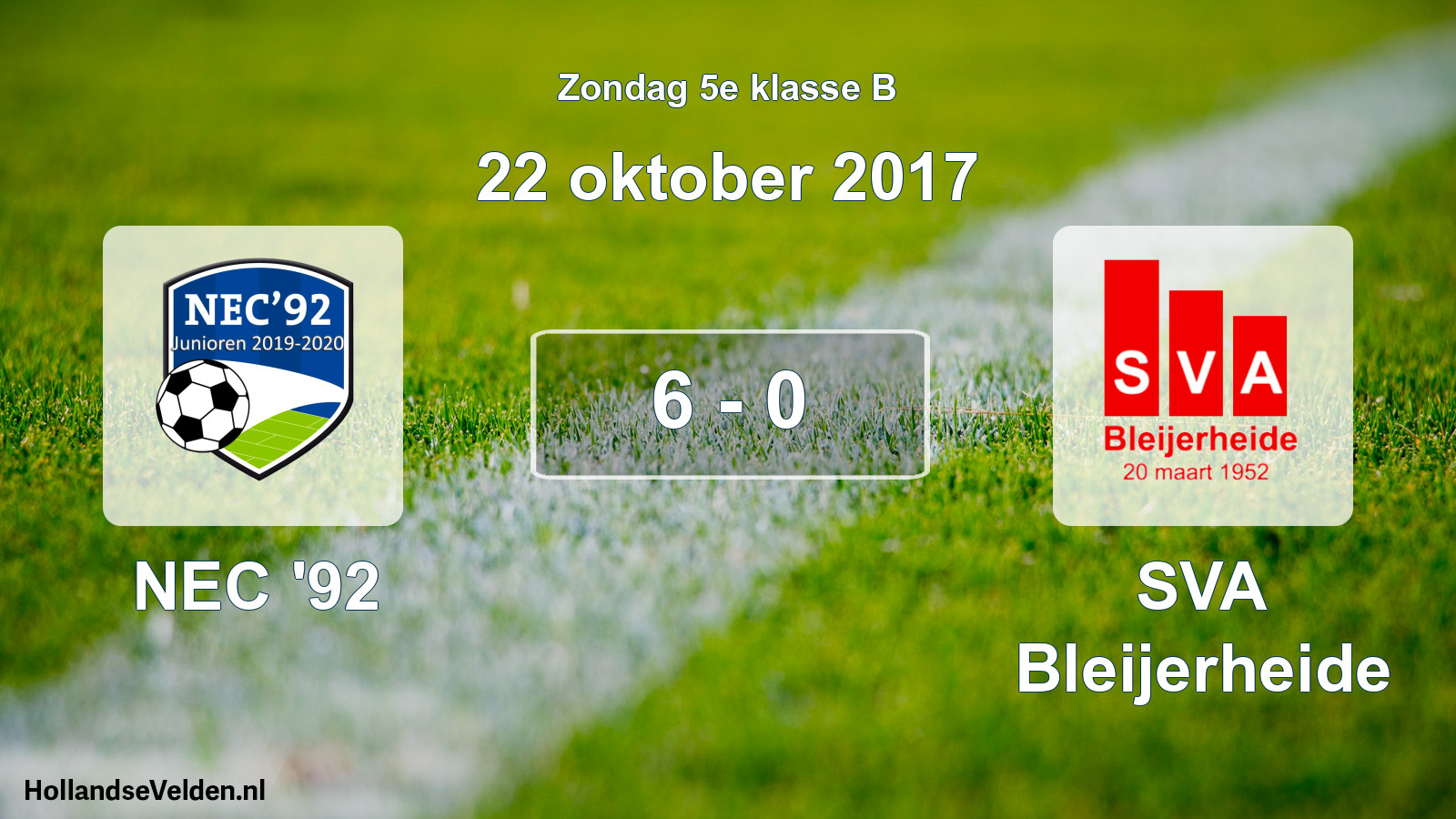 Total number of matches played: NEC '92 - SVA Bleijerheide 6 - 0 (22 October 2017)