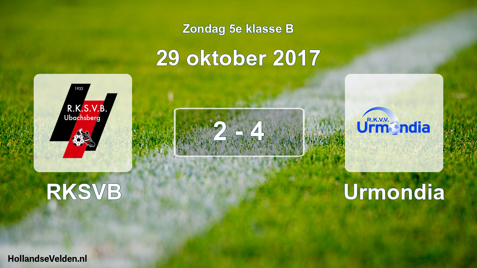 Total number of matches played: RKSVB - Urmondia 2 - 4 (29 October 2017)