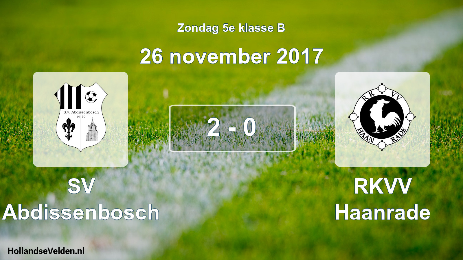 Total number of matches played: SV Abdissenbosch - RKVV Haanrade 2 - 0 (26 November 2017)