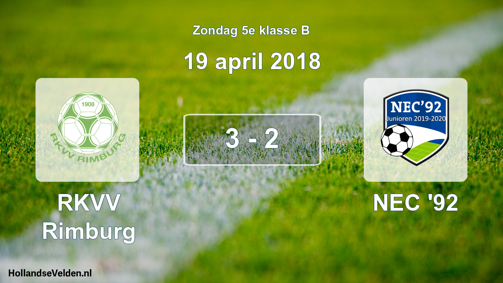 Total number of matches played: RKVV Rimburg - NEC '92 3 - 2 (19 April 2018)