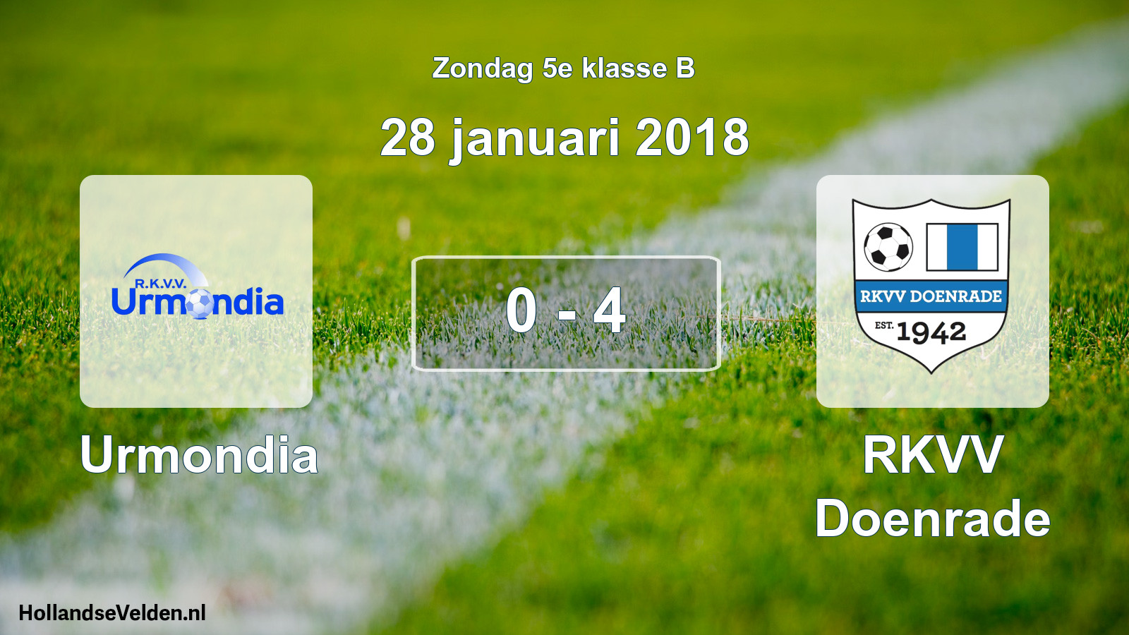 Total number of matches played: Urmondia - RKVV Doenrade 0 - 4 (28 January 2018)