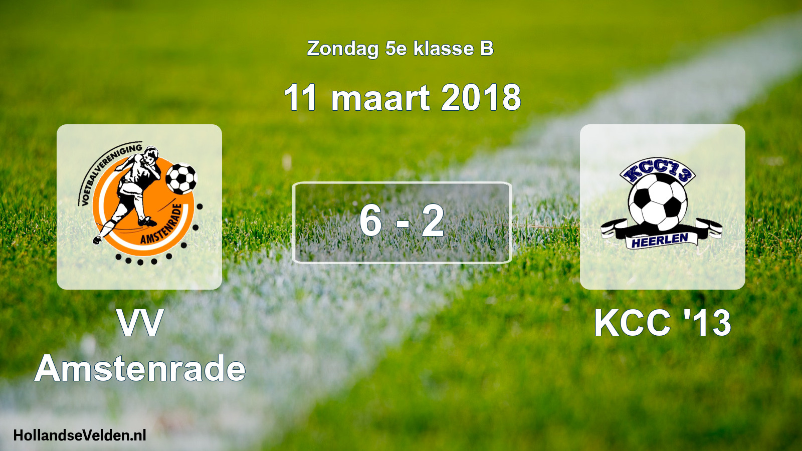 Total number of matches played: VV Amstenrade - KCC '13 6 - 2 (11 March 2018)