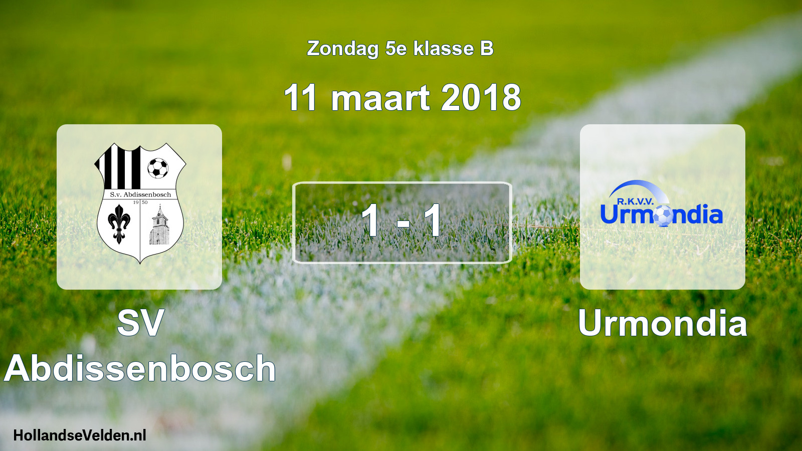 Total number of matches played: SV Abdissenbosch - Urmondia 1 - 1 (11 March 2018)