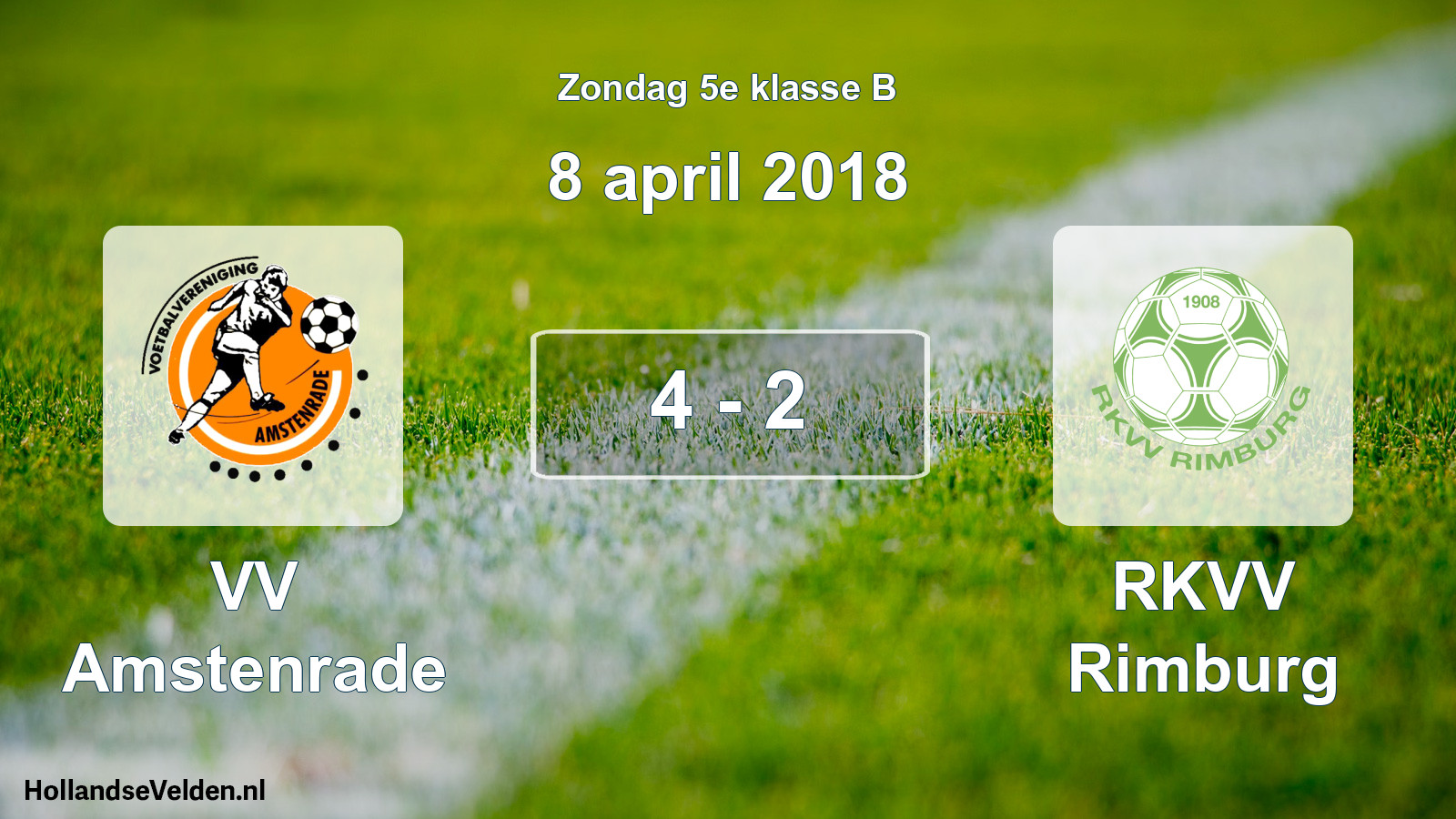 Total number of matches played: VV Amstenrade - RKVV Rimburg 4 - 2 (8 April 2018)