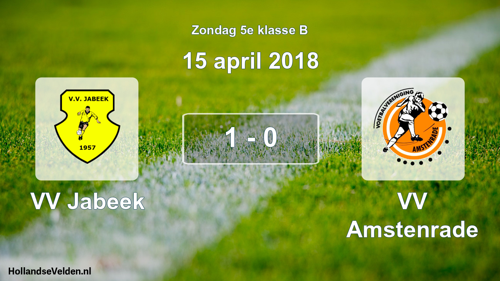 Total number of matches played: VV Jabeek - VV Amstenrade 1 - 0 (15 April 2018)