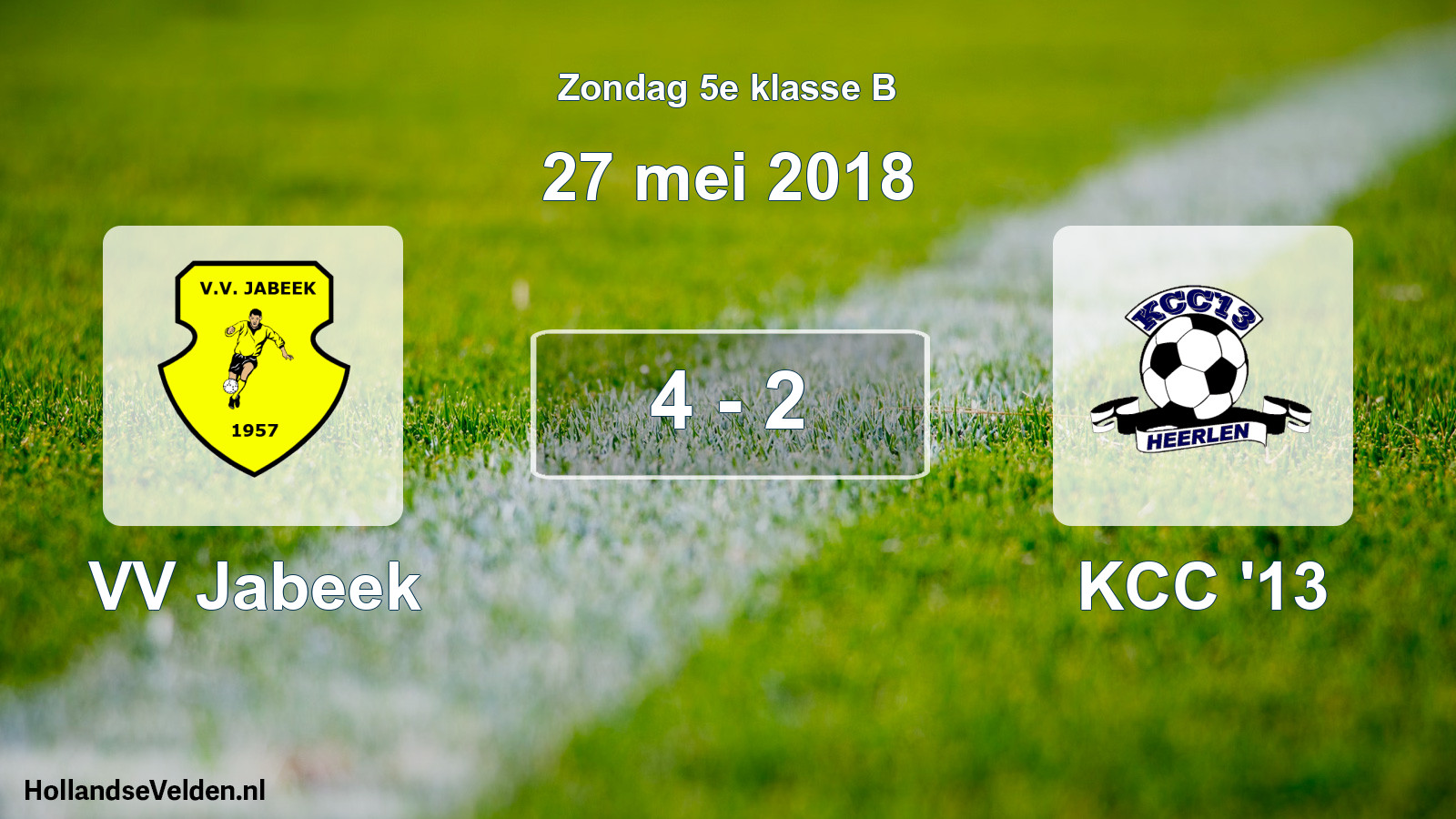 Total number of matches played: VV Jabeek - KCC '13 4 - 2 (27 May 2018)