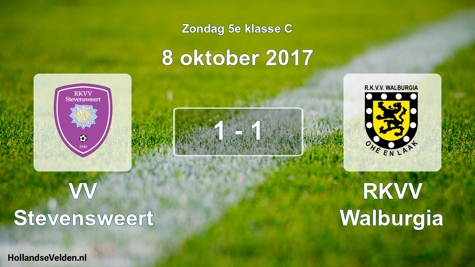 Total number of matches played: VV Stevensweert - RKVV Walburgia 1 - 1 (8 October 2017)