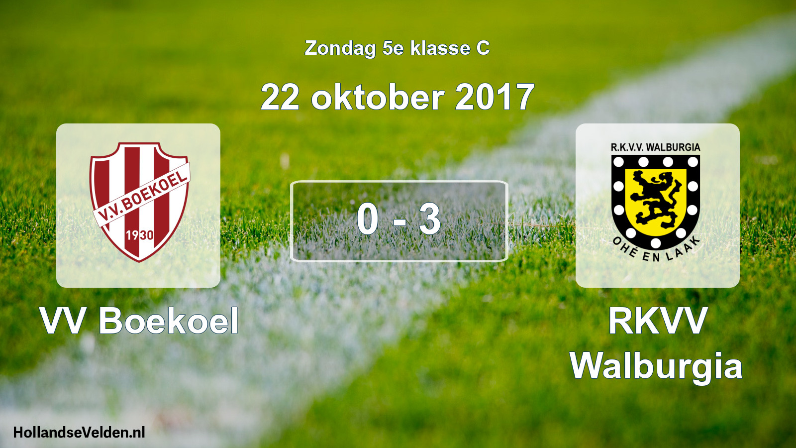 Total number of matches played: VV Boekoel - RKVV Walburgia 0 - 3 (22 October 2017)