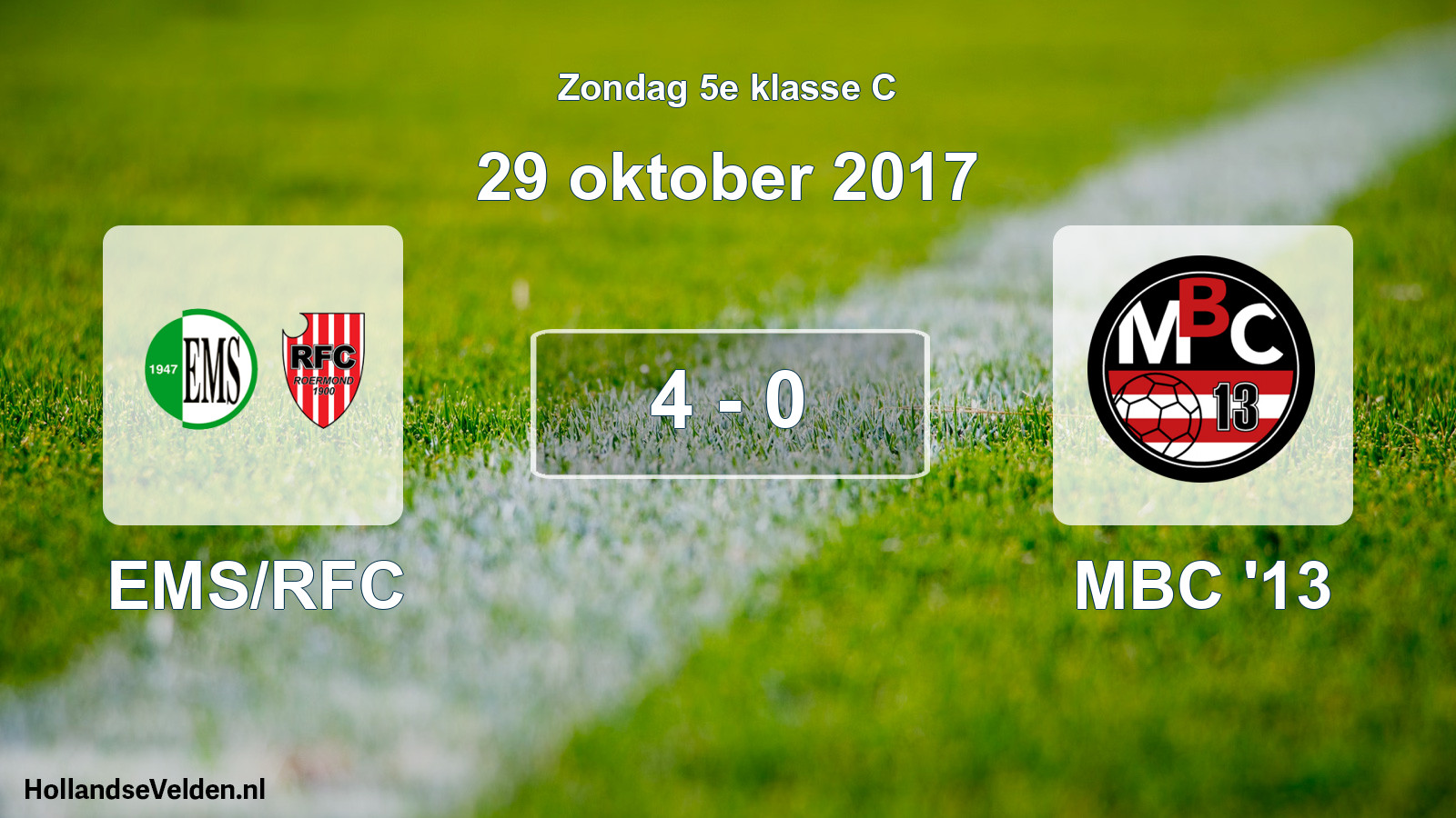 Total number of matches played: EMS/RFC - MBC '13 4 - 0 (29 October 2017)