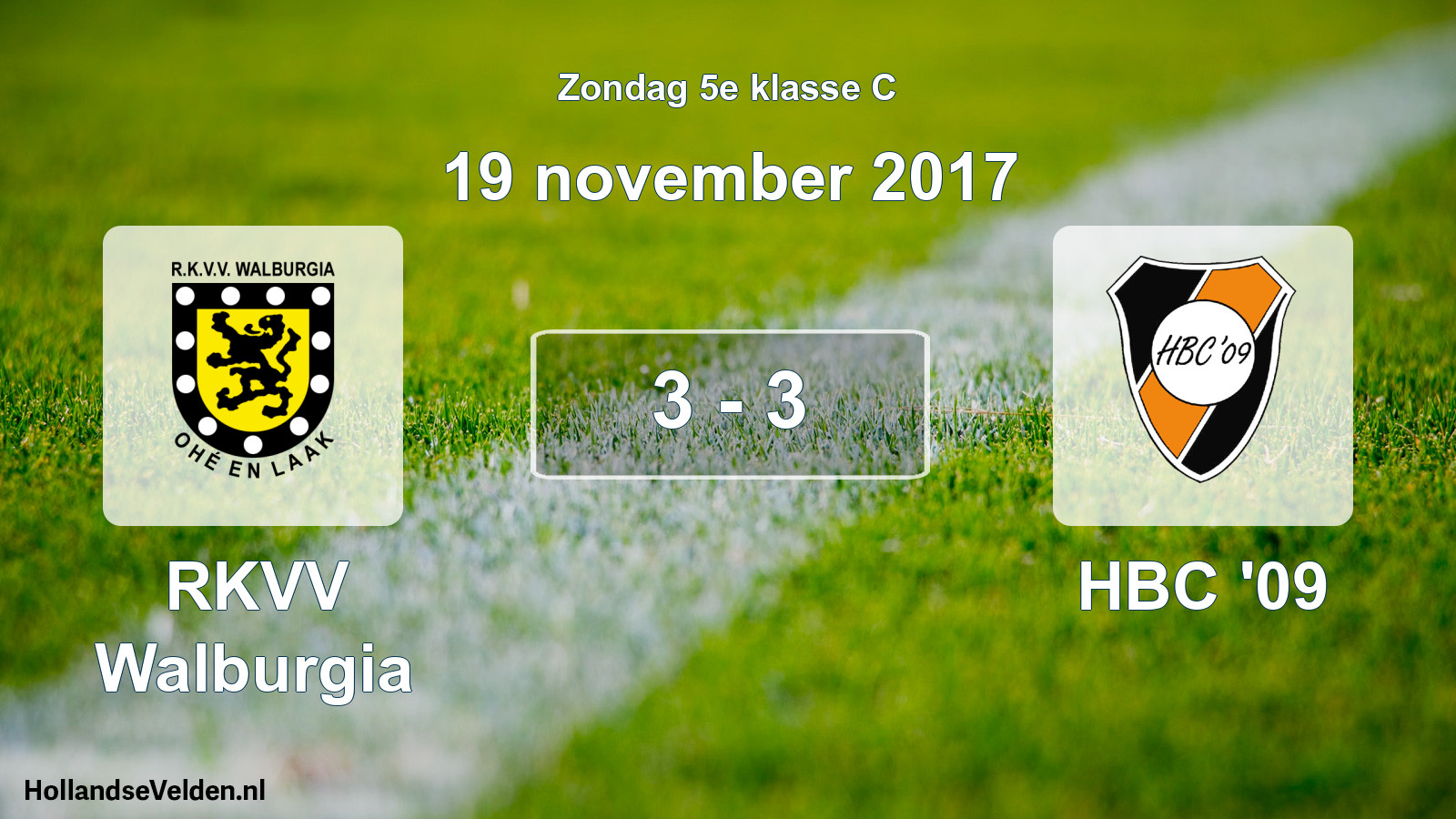 Total number of matches played: RKVV Walburgia - HBC '09 3 - 3 (19 November 2017)