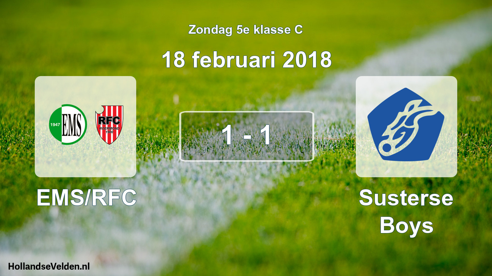 Total number of matches played: EMS/RFC - Susterse Boys 1 - 1 (18 February 2018)