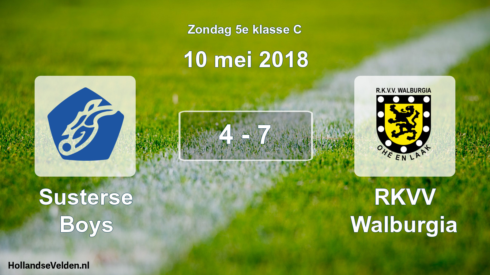 Total number of matches played: Susterse Boys - RKVV Walburgia 4 - 7 (10 May 2018)