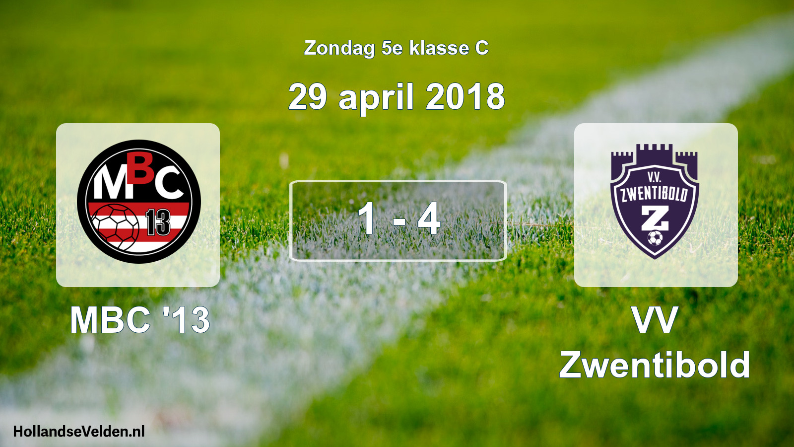 Total number of matches played: MBC '13 - VV Zwentibold 1 - 4 (29 April 2018)