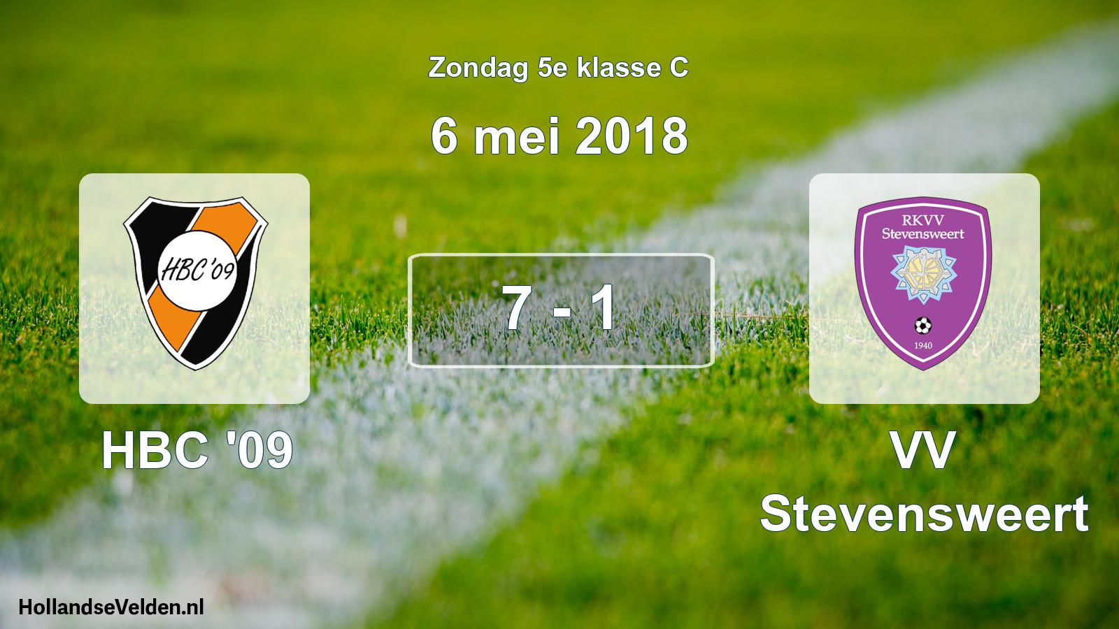 Total number of matches played: HBC '09 - VV Stevensweert 7 - 1 (6 May 2018)