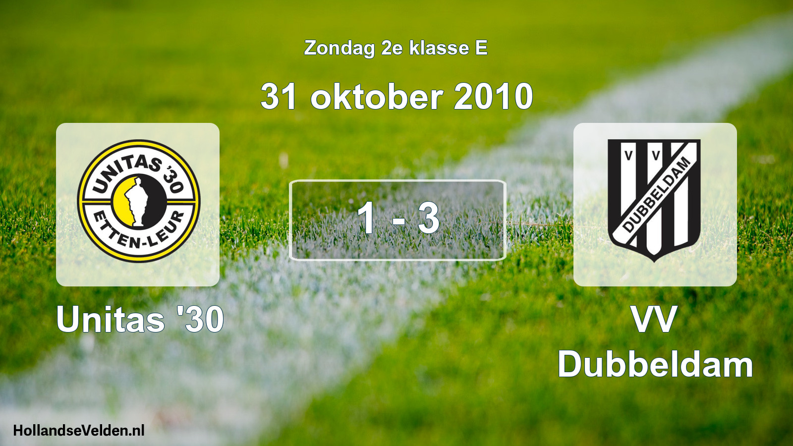 Total number of matches played: Unitas '30 - VV Dubbeldam 1 - 3 (31 October 2010)