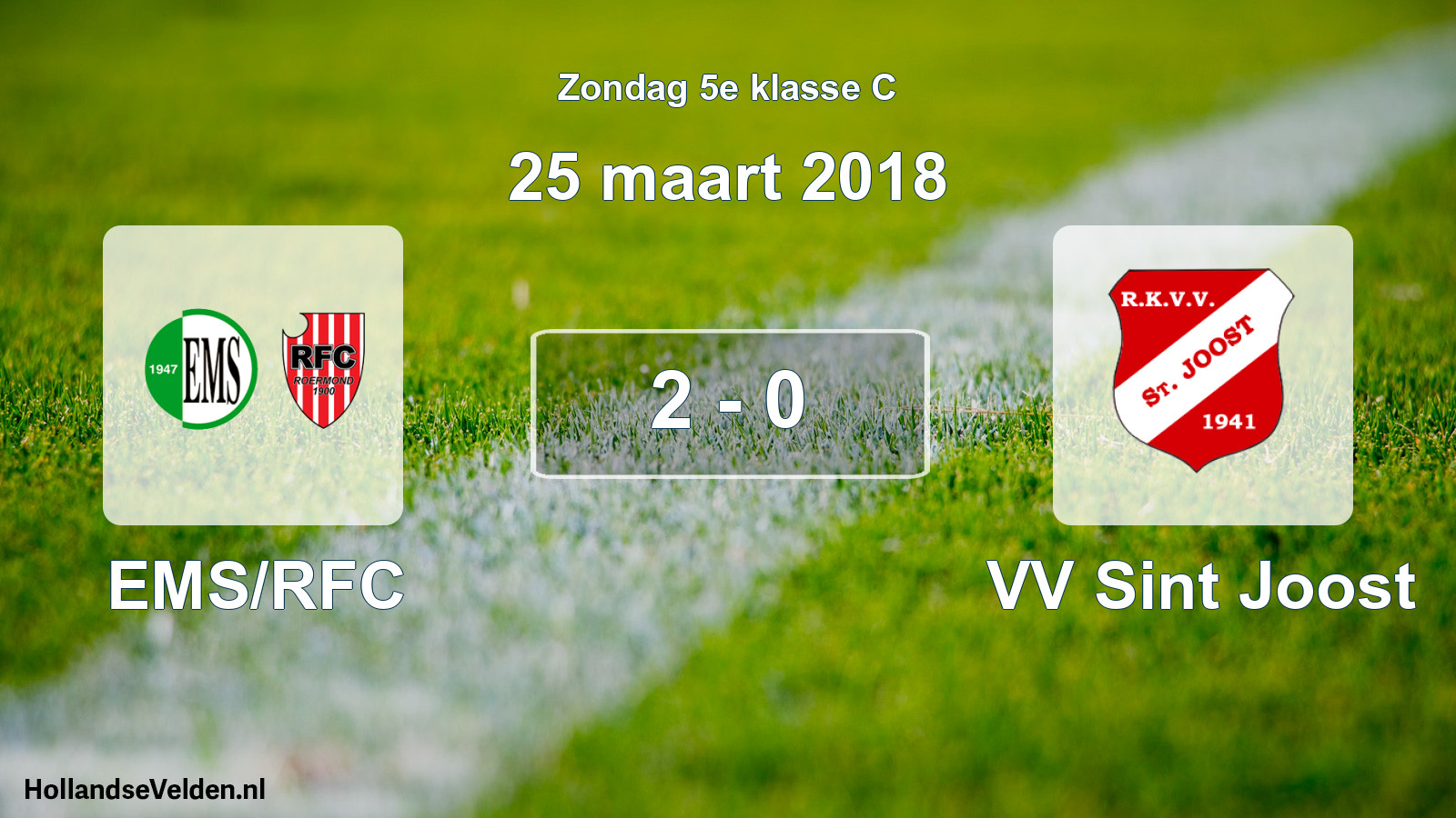 Total number of matches played: EMS/RFC - VV Sint Joost 2 - 0 (25 March 2018)