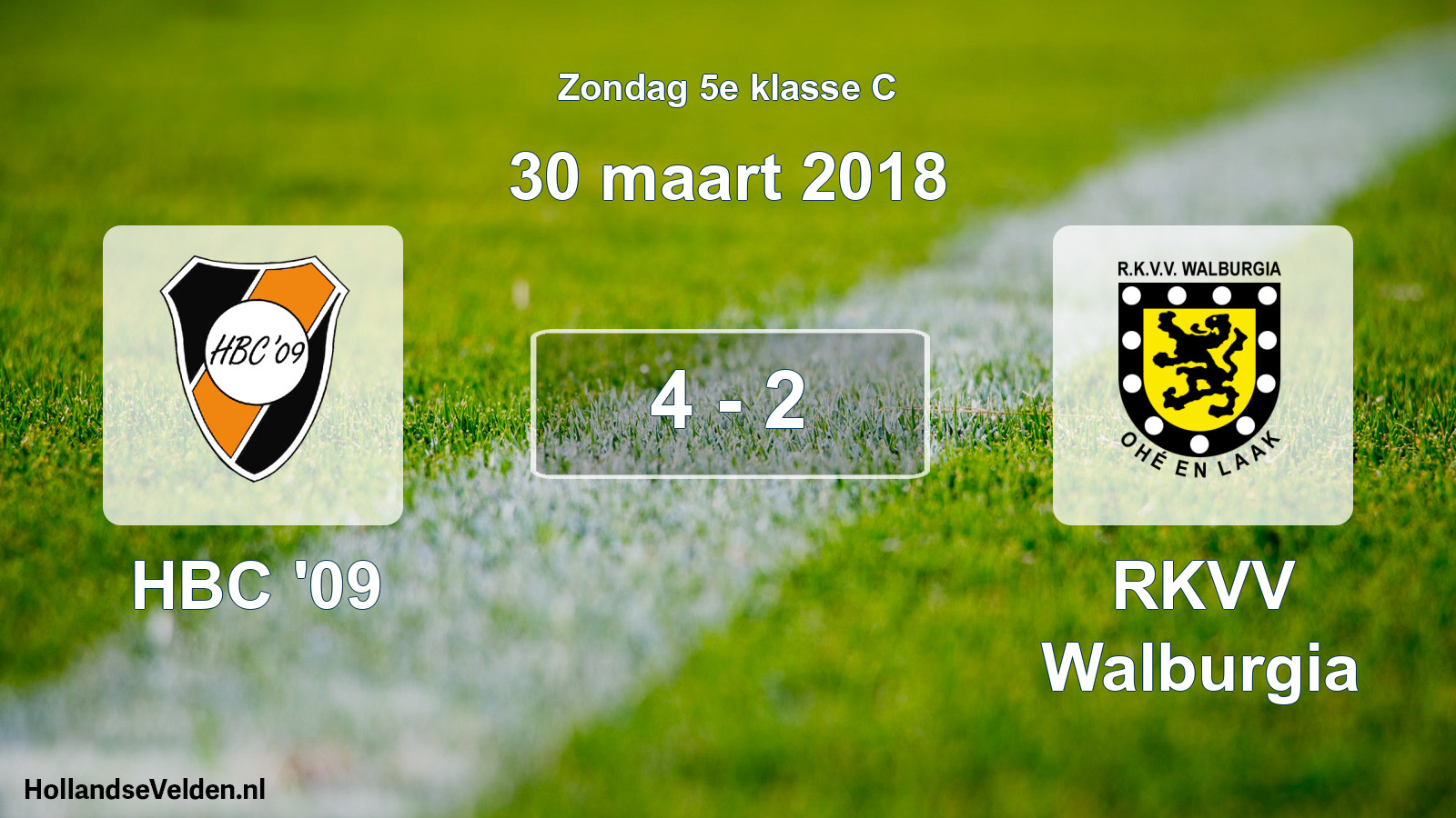 Total number of matches played: HBC '09 - RKVV Walburgia 4 - 2 (30 March 2018)