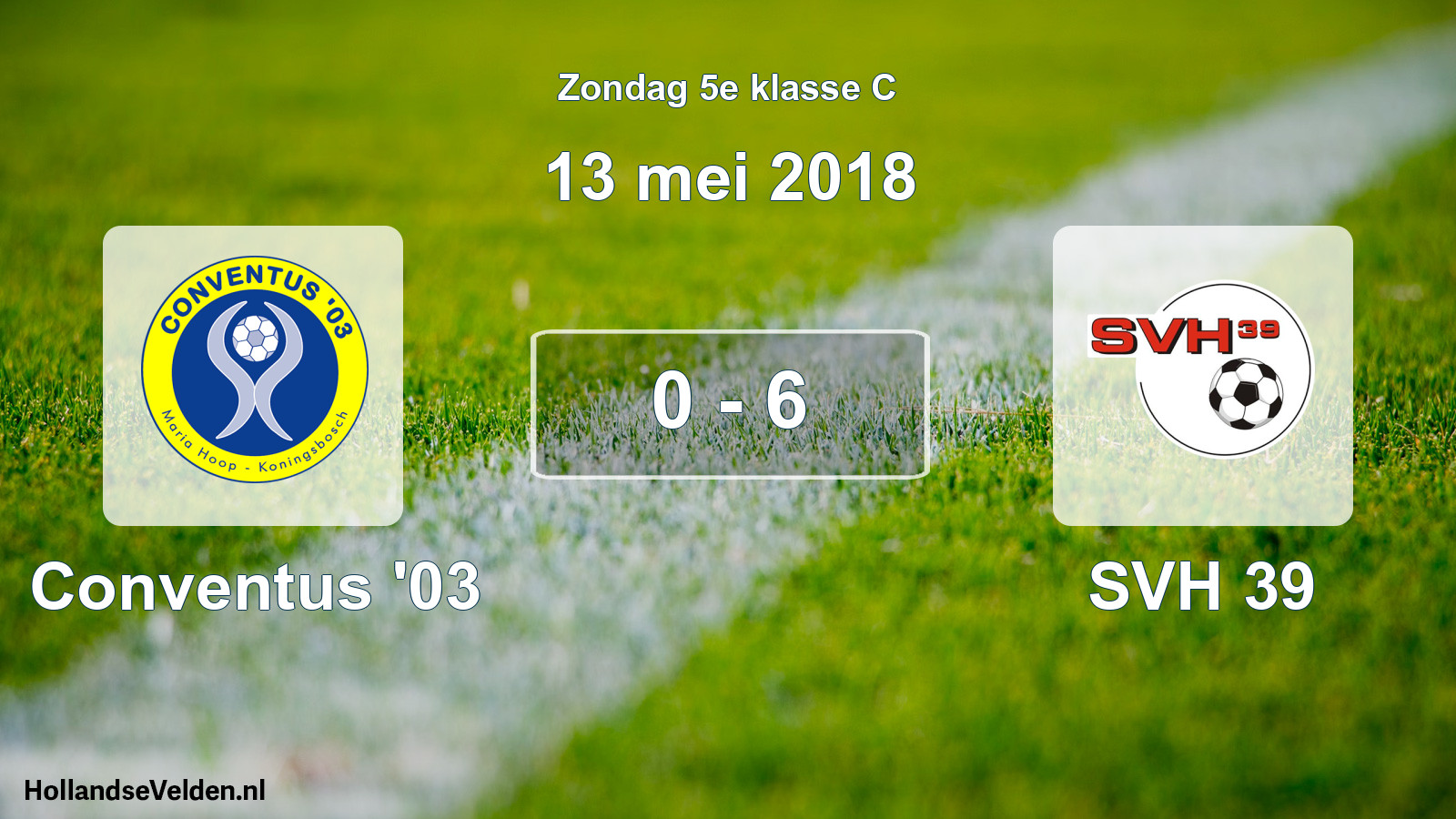 Total number of matches played: Conventus '03 - SVH 39 0 - 6 (13 May 2018)