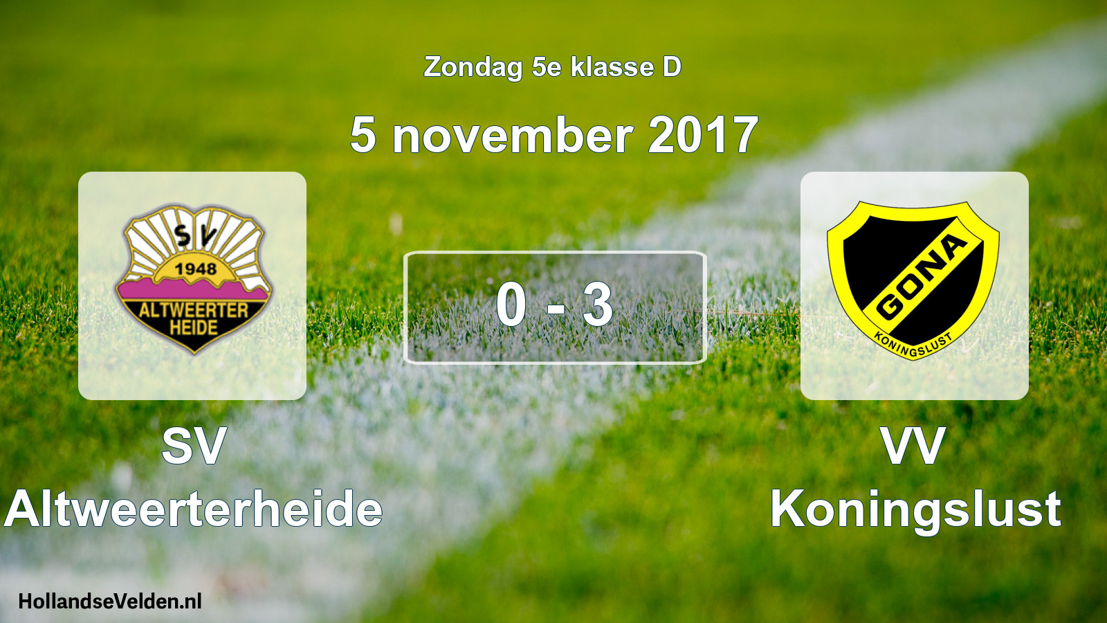 Total number of matches played: SV Altweerterheide - VV Koningslust 0 - 3 (5 November 2017)