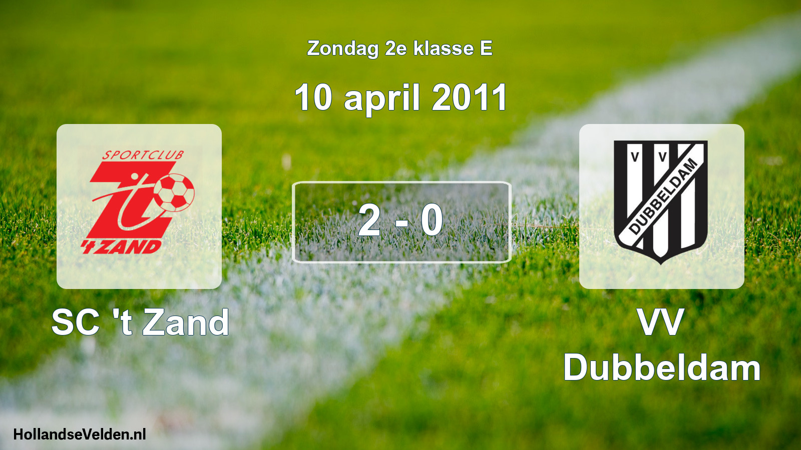 Total number of matches played: SC 't Zand - VV Dubbeldam 2 - 0 (10 April 2011)